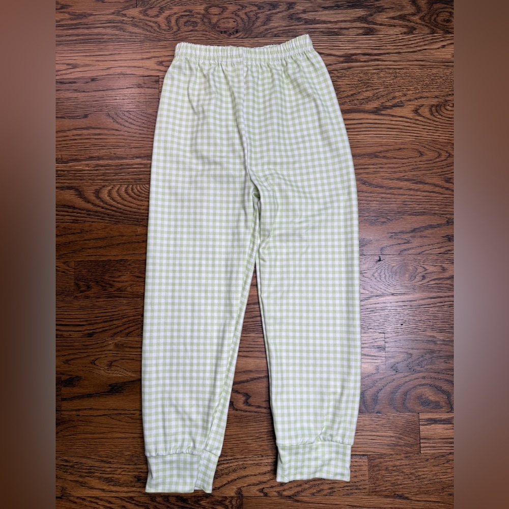 Classic Girls Green Gingham Check Cotton/ Spandex Classic Jogger Style Pants 5-6